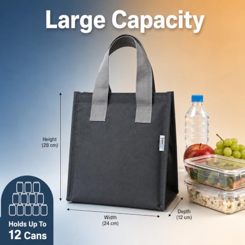 Image of SaleOn Insulated Lunch Bag for Office, School & Travel, Reusable Tiffin Bag with Aluminium Foil Lining, Durable Handles, Large Capacity Food Storage Bag with 1 Year Warranty