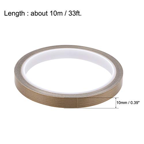 Image of uxcell Heat Resistant Tape - High Temperature Heat Transfer Tape PTFE Film Adhesive Tape 10mm x 10m(33ft)