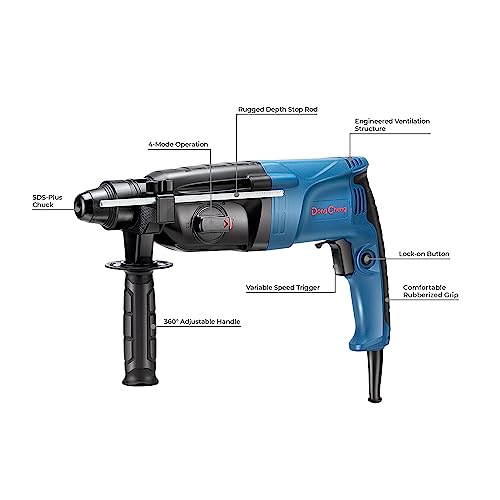 DongCheng 1 Inch SDS-PLUS 6.7AMP Corded Rotary Hammer Drill for Concrete/Masonry with 4pcs SDS Plus Drill Bits