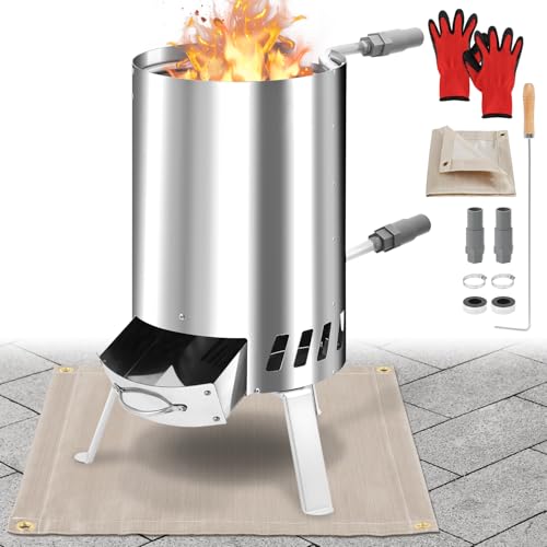 Hebitod Calefacción de piscina con fuego, calentador de piscina con espiral de calefacción, estufa de piscina, calefactores para piscinas, conexiones de 36 – 38 mm, 100% acero inoxidable, calefacción