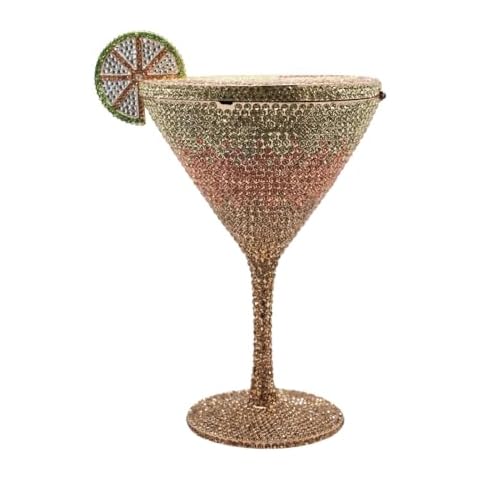 UMREN Cocktail Goblet Rhinestone Clutch for Women Unique Crystal Evening Bag Diamond Purse Wedding Party Prom Handbag Gold Cover