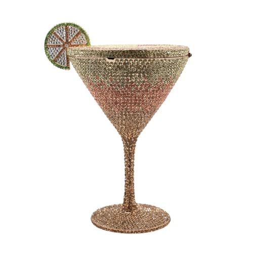 UMREN Cocktail Goblet Rhinestone Clutch for Women Unique Crystal Evening Bag Diamond Purse Wedding Party Prom Handbag Gold by UMREN - Used condition - US$65.69