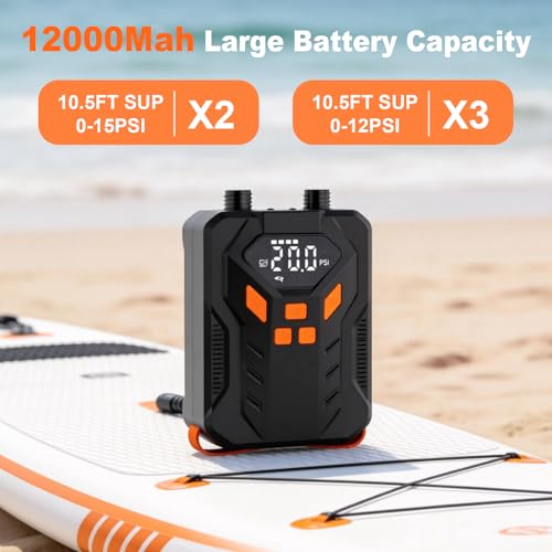 Electric Paddle Board Pump,Rechargeable 20PSI High Pressure SUP Air Pump with Storage Bag and Led,Intelligent Dual Stage Inflation & Deflation,Suitable for Stand Up Paddle Boards,Boats,Kayaks - image 4