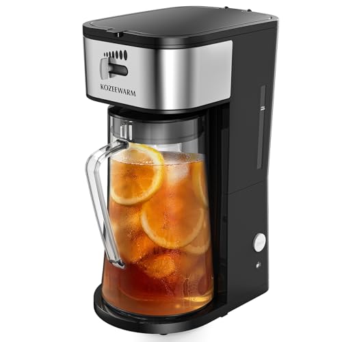 Iced Coffee Tea Maker With Reusable Filter Basket 3 QT Pitcher Iced Tea And Coffee Machine, Tea Makers For Iced Tea, Lattes, Lemonade And Flavored Water (3QT 2)