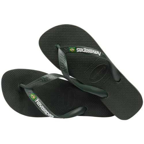 Havaianas for Men - Brazil Logo Flip Flops - Green Olive - 11/124