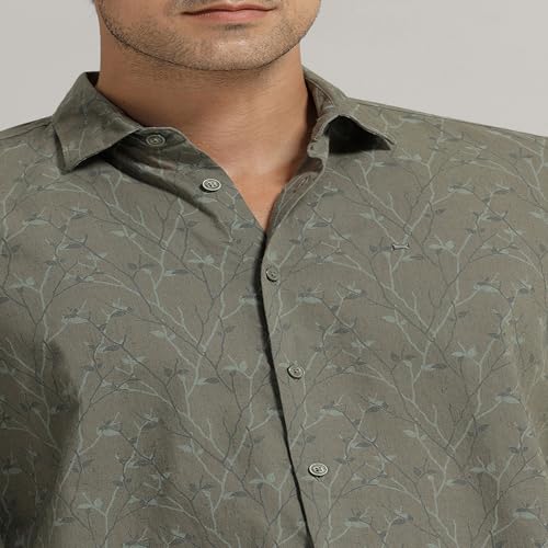 Image of BASICS Cotton-Linen Blended Men's Shirt | Slim Fit | Everyday Smart Casual Wear | Full Sleeve