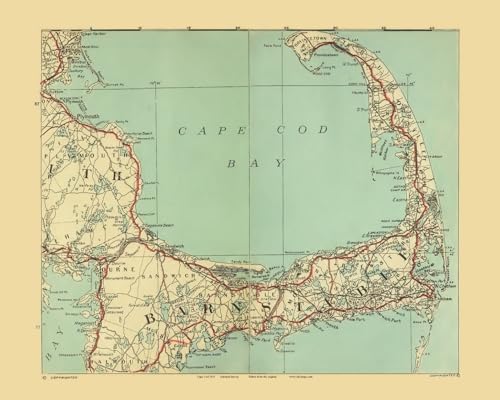 Cape Cod 1911 Road Map- National Survey - Custom Reprint CC-all