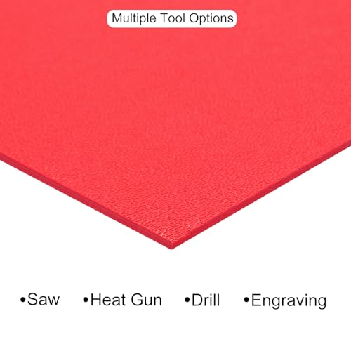 Image of ABS Plastic Sheet 12 x 12 Inch,Flexible Plastic Sheets 1 /12 Inch Thick Thermoplastic Sheet with Leather Texture Red for DIY Crafts Decors 3Pcs