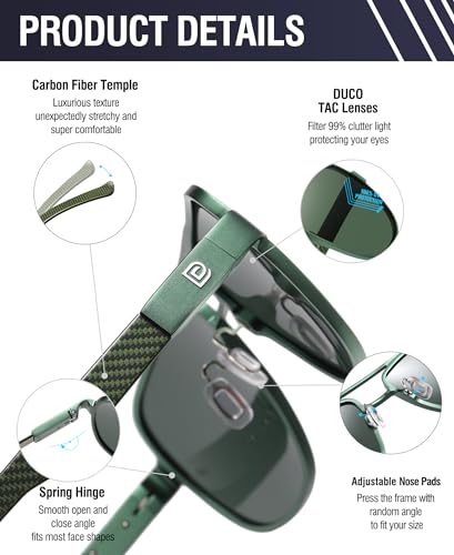 Image of DUCO Aviator Sunglasses for Men Women Carbon Fiber Polarized Sunglasses Men UV Protection for Driving Golf Fishing 3051