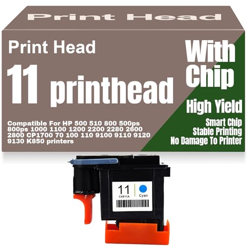 para HP Cabezal de impresión 11 Negro Amarillo Cian Magenta C4810A C4811A C4812A C4813A para HP DesignJet 500 510 800 500ps 800ps 1000 1100 1200 2200 2600 2800 70 100 110,11 Printhead Cyan