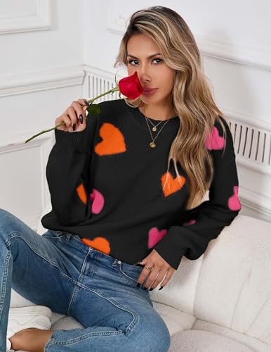 Image of Libsorge Womens Valentine Heart Sweater 2026 Valentines Day Trendy Cute Oversized Long Sleeve Pullover Sweaters