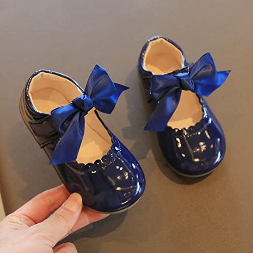Girls Sandals Girls Dress Shoes for Girls Wedding Bowknot Girl Shoes Princess Party Slippers for Girls Size 5 Big Kids (Blue, 30 Little Child)2