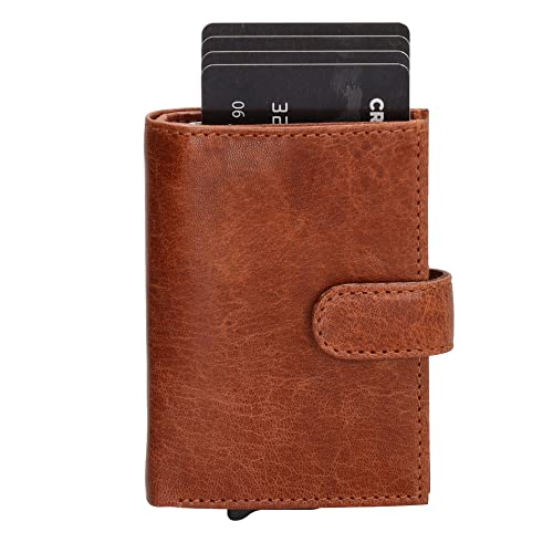 Porte carte cuir anti-RFID automatique camel une idée cadeau utile