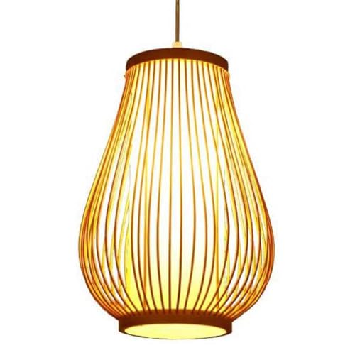 CSSYKV Luci di bambù Vintage Luci Sospese per Tettoie in Legno Lampadario E27 in Stile retrò Giapponese Lampada A Sospensione A Soffitto Intrecciata A Mano per Sala da Pranzo, Ristorante, Camera