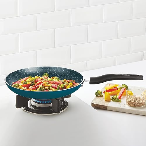 Borosil ProChef Non-Stick Fry Pan, 20 cm, Gas Stove Compatible, Thick Uniform Body for Even Heating, Metal Spoon Friendly, PFOA Free, Blue Exterior, Stir Frying Pan for Eggs, Cutlets, 1 Year Warranty