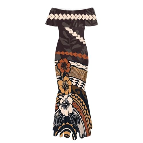 Image of Polynesian Dresses for Women Off Shoulder Maxi Dress Puletasi Samoan Dresses S-7XL