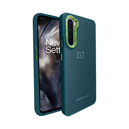 Image of A rtistque Frosted Translucent Back Cover Case for Oneplus Nord | Electroplated Chrome Ring | Raised Camera Edges for Protection | Smooth Sides TPU - Green