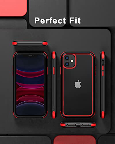 MobNano Coque Compatible avec iPhone 11 360 degrés Antichoc Pro Anti-Rayures Transparente PC/TPU Silicone Etui pour iPhone 11 - Noir/Rouge