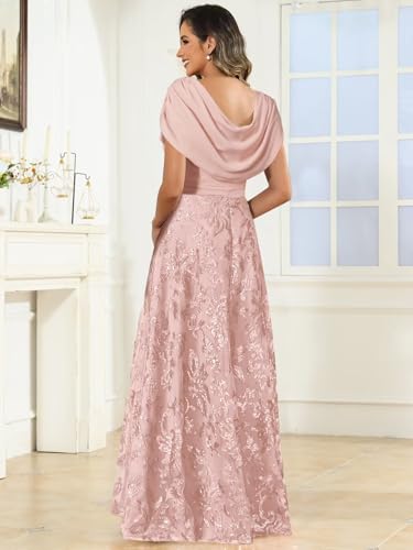 VCCICANY Cape Sleeves Mother of The Bride Dresses for Women Chiffon Sequin Lace Beaded Long Evening Formal Gowns2