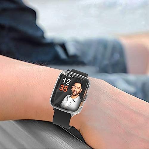 Image of Sounce Watch Case Compatible for Fire-Boltt Ninja 3 Tempered Glass Screen Protector,HD Clear Touch Sensitive Ultra Thin TPU Protective Cover - Transparent