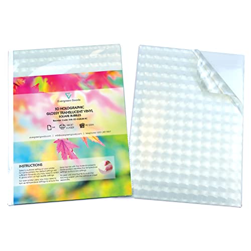 Étiquettes autocollantes au dos en vinyle translucide 3D EvergreenGoods jet d'encre