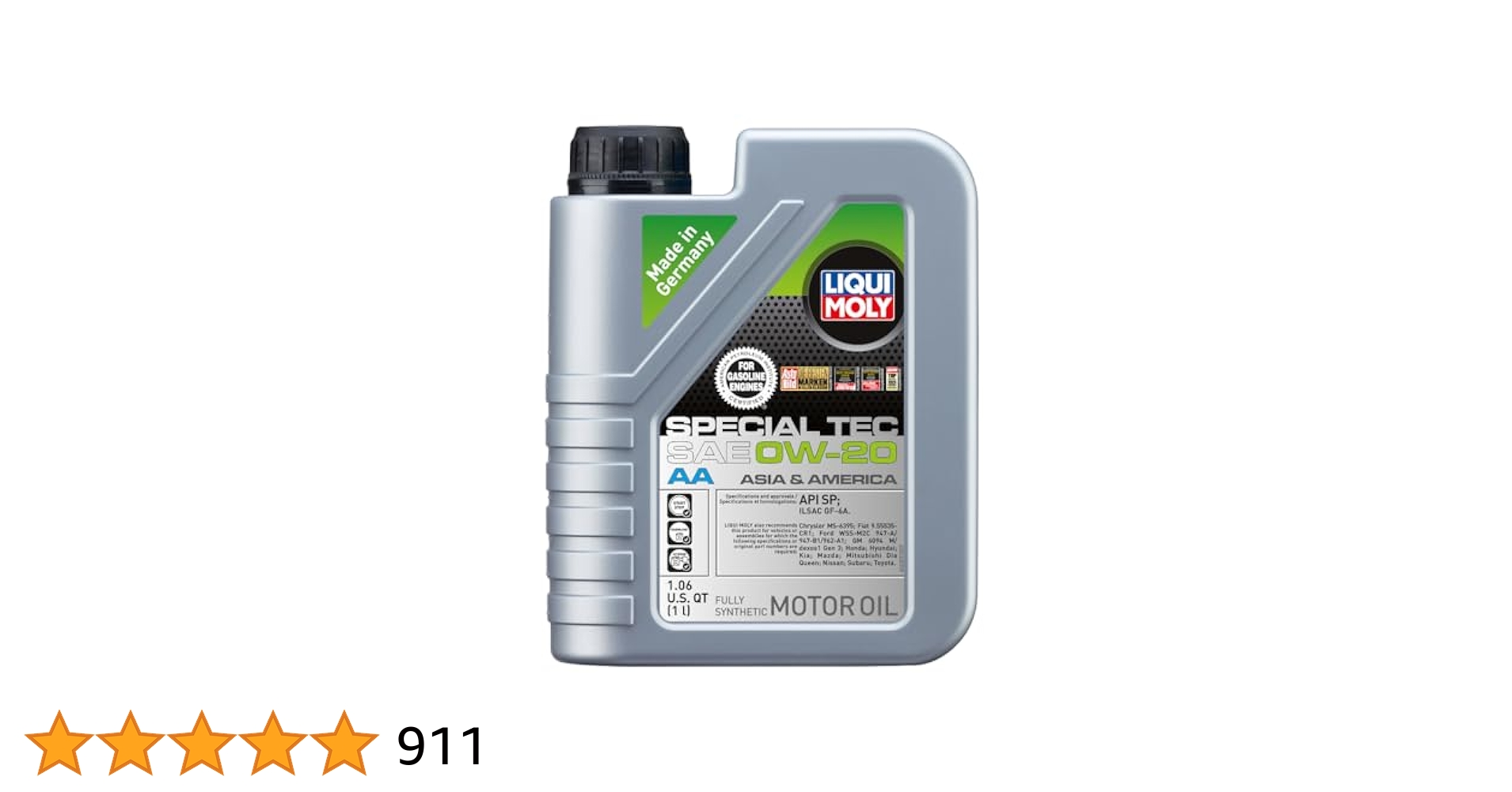 LIQUI MOLY 0W-20エンジンオイル Amazon.com: Liquimoly 2208-4pk 0W-20 Special Tec AA Motor