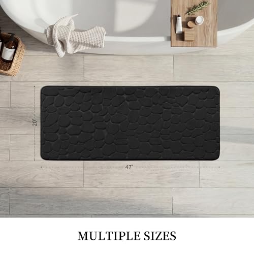 YIHOUSE Memory Foam Runner Rug, Cobblestone Bathroom Runner Rugs Super Water Absorbent Bath Mats for Bathroom Machine Washable Bath Rugs for Hallway Bedroom Laundry Room(20 x 47,Black) - image 6