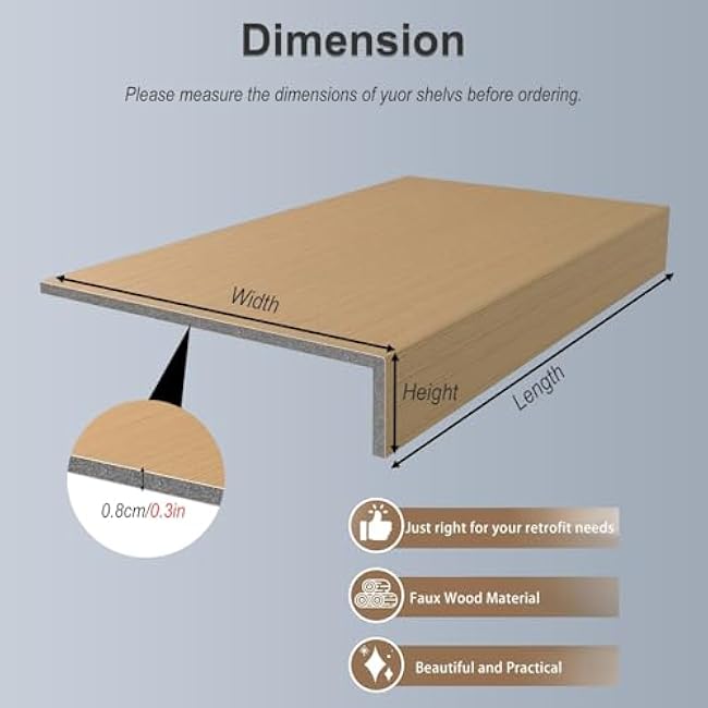 Wire Rack Cover 17x9 23x12 33x16in, Imitation Wood Grain Shelf Cover, Customizable Shelf Covers, No Installation Required Rack Covering for Pantry Grain(21inx9inx2in)
