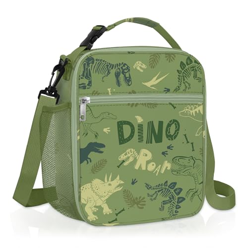Clastyle Bolsa Termica Porta Alimentos Infantil Dinosaurio Bolsa Almuerzo Bebe Pequeña Portátil Bolsa Comida Niños para Escolar Picnic, Fósil de Dinosaurio