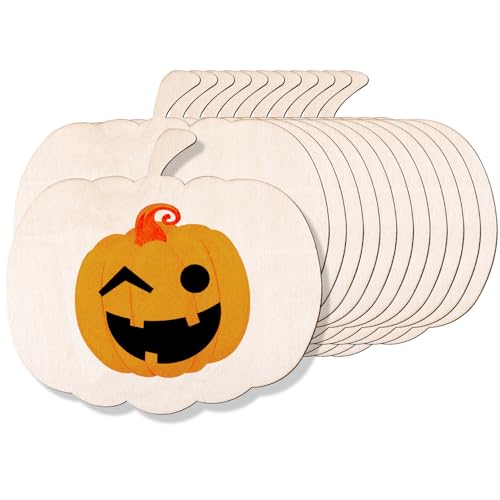 12 Pieces Large Wooden Pumpkin Cutouts 11 Inches Unfinished Wood Craft Cutout Blank Pumpkin Shape Cutout for Halloween Fall Thanksgiving Party DIY Craft Decoration Supplies (12)