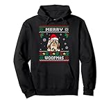 merry woofmas shih tzu dog funny ugly christmas sweater felpa con cappuccio