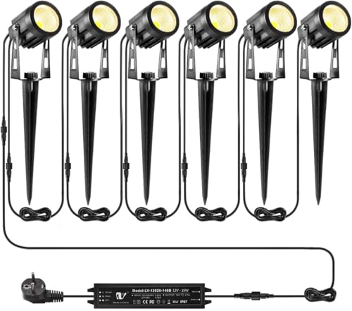 B-right 6er Spot Extérieur LED, Éclairage de Jardin, Lampe de Jardin avec Câble et Piquet de Terre, Lampe Exterieur pour Parc, Balcon, Terrasse