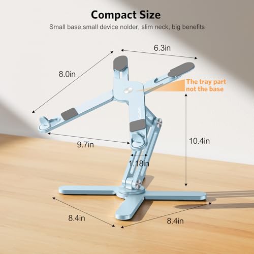 Image of OMOTON 360 Rotating Laptop Stand Riser for Desk, Ergonomic Foldable Computer Stand Adjustable Height Angles for Collaborative Work, Easy Storage Fit Macbooks,All Laptops up to 16 inches,Sky Blue