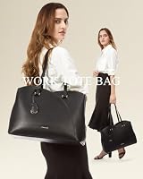 LOVEVOOK Laptop Tote Bag for Women, Work Bags Laptop Bag Teacher Tote Bag, Leather Computer Bag Large Purses Handbag Professional Briefcase, Black, Fits 15.6 Inch Laptop, Black — image 2