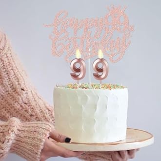 99th Birthday Decorations for Women Including Birthday Sash and Tiara, Candles and Cake Topper, Gifts for 99 Year Old Woman, Rose Gold Party Decor Supplies