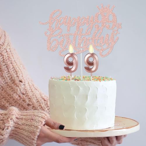 99th Birthday Decorations for Women Including Birthday Sash and Tiara, Candles and Cake Topper, Gifts for 99 Year Old Woman, Rose Gold Party Decor Supplies