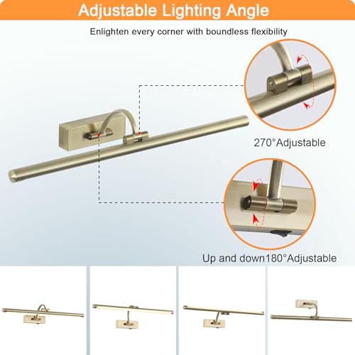 Image of Tassuowell Antique Bronze Picture Light, 23.6 Inch Remote Control Painting Lights for Wall Cordless, 3CCT Dimmable Wall Lights for Pictures, Rechargeable Art Light for Pictures On Wall with Timer