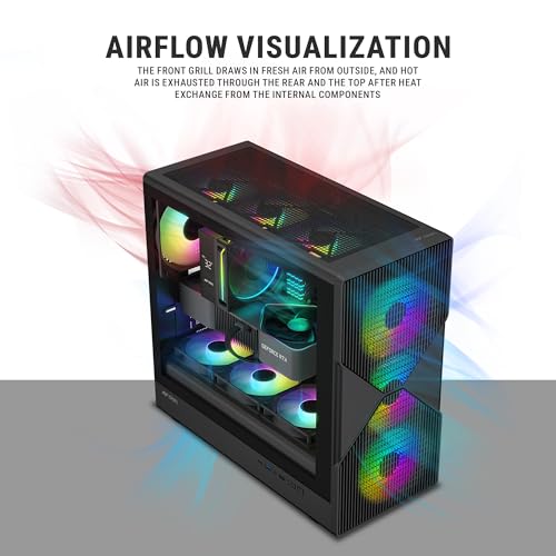 Image of Ant Esports Titan FE Mid-Tower Computer Case /Gaming Cabinet - Black | Support ATX, M-ATX & Mini-ITX | Pre-Installed 4 ARGB Fans