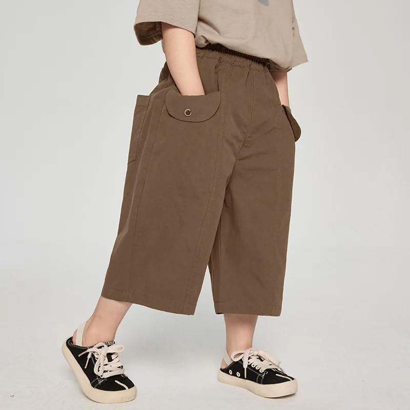Dninmim Kids Children's Ankle-Length Pants Solid Loose Casual Trousers Pockets2
