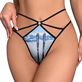 Winter Mountains Ski Equipment Women's Underwear Sexy T-Back Cut Out Mesh G-String No Show Thongs Panties