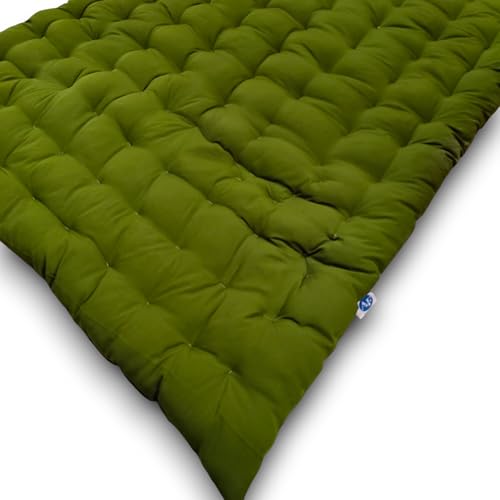 Image of ATOOTFUSION Soft Cotton Quilt Mattress Foldable for Floor Light Weight Filled Single Firm Cotton Quilt Mattress Gadda Dark Green 3 x 6 ft or 72 x 36 Inches 1 Sleeping Capacity