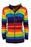 Agan Traders Rainbow Printed Knit Cotton Womens Lightweight Hoodie - Bohemian Hippie Gypsy Zip Up Jackets for Women (342 RJ, Rainbow, Small)