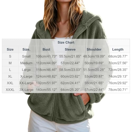 Sherpa Fleece Jacket Women Hooded Zip Coat Pockets Casual Winter Daily Wear - image 5