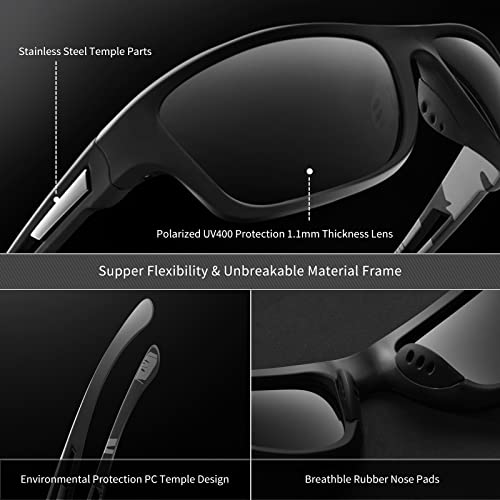 image for suoso Polarized Sports Sunglasses for Men: UV400 Protection Glasses Wo