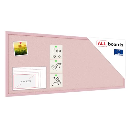 Tableau en liège rose 100×40 cm cadre en bois laqué ROSE, Tableau d'Affichage Liège, Tableau pour Épingles