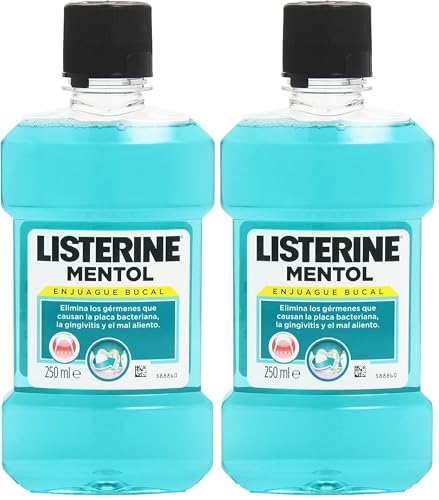 Listerine Enjuague Bucal, Mentol, 250 ml (Paquete de 2)