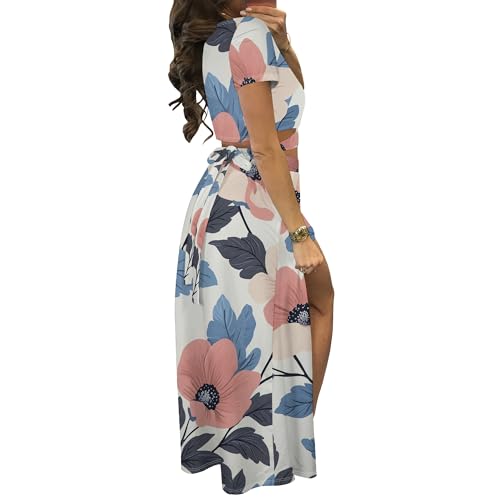 Image of MESLIMA Two Piece Dresses Sets for Women Summer Boho Maxi Dresses