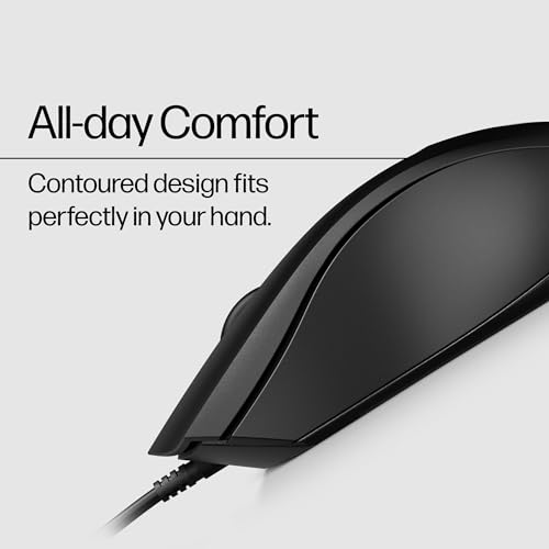 HP Wired Mouse 100 - Precise Optical Sensor with 1600 DPI - Easy USB Connection - Ambidextrous Design - 3 Button Control & Built-in Scrolling - Multi-OS Compatible (6VY96AA#ABL) - image 7