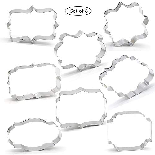 Fancy Plaque Cookie Cutters Set Of 8 Pcs, Stainless Steel Wedding Frames Shaped Fondant Cutter Molds Baking Diy #TOP2