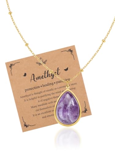 JSDDE Collier Pendentif Goutte en Pierre Naturelle pour Femme Fille Collier Breloque Larme...
